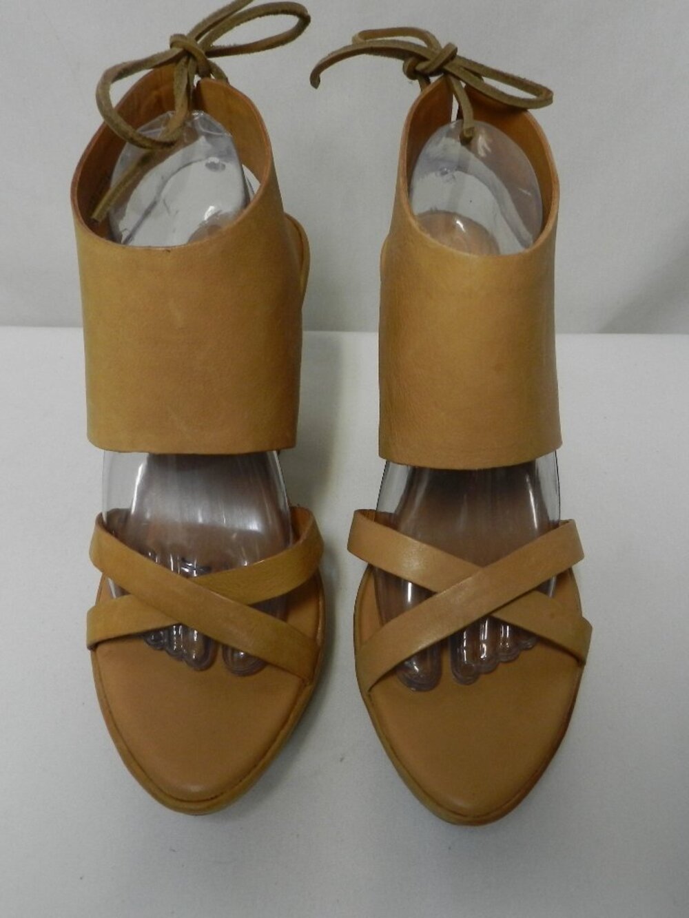 Kork Ease Leather back tie lace wedge platform heels sandals taupe Size Sz 10 - Picture 2 of 16